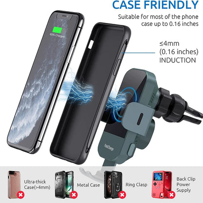 Wireless Car Charger, Fast Charging Phone Holder BothLin 3 in 1 Phone Mount Auto Clamping Car Accessories Compatible with iPhone 14 13 12 11 Xs XR, Samsung S23 Ultra S22 S21 S20/S10+ S9+ Note 9