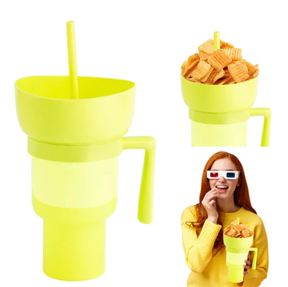 2-in-1 Snack Bowl and Drink Cup with Straw, perfect for movie nights!