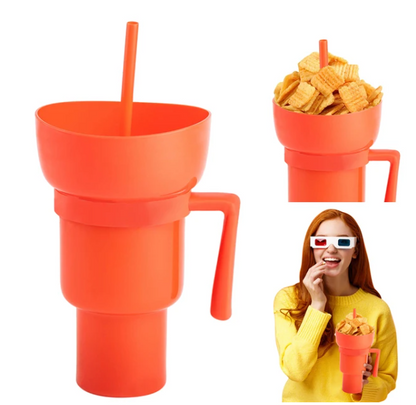 2-in-1 Snack Bowl and Drink Cup with Straw, perfect for movie nights!