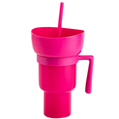 2-in-1 Snack Bowl and Drink Cup with Straw, perfect for movie nights!