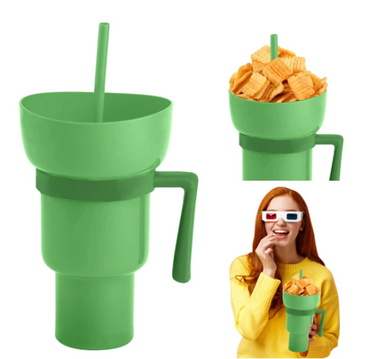 2-in-1 Snack Bowl and Drink Cup with Straw, perfect for movie nights!